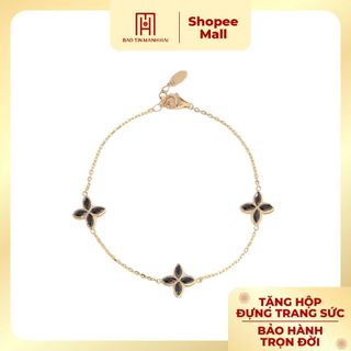 Lắc tay vàng 10k bảo tín mạnh hải họa tiết hoa 4 cánh cổ điển phong cách ý pyltv10kdh-405002