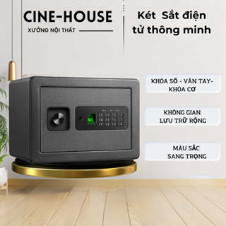  Két sắt mini vân tay-khóa số tủ két sắt điện tử Deli,két chống cháy an toàn bảo mật gia đình văn phòng kt 35x25x25cm 