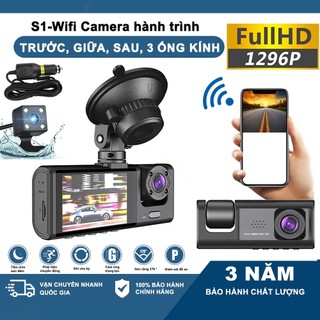 Camera hành trình ô tô có wifi xem trực tiếp qua điện thoại, ghi âm buồng lái, quay trước trong và sau xe
