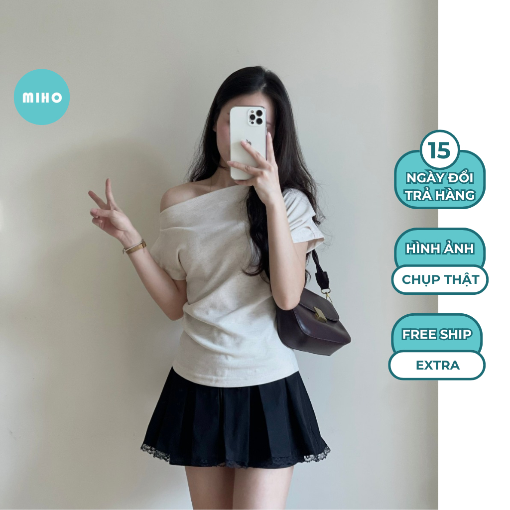 Áo Thun Lệch Vai Xếp Ly, Áo Kiểu  Sườn Nhún Eo Điệu Đà, Áo Phông Form Vừa Chất Vải Co Dãn Mềm Mịn Miho House | BigBuy360 - bigbuy360.vn