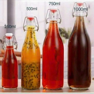 Chai thủy tinh tròn nắp gài kim loại (250ml/500ml/750ml/1000ml)