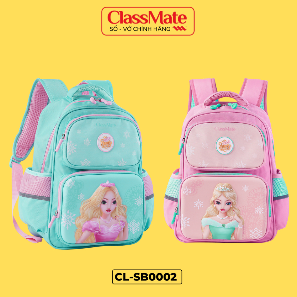 Balo Chống Gù ClassMate Cặp Đi Học Công Chúa Có Đệm Lưng Hỗ Trợ Đốt Sống Lưng, Quai Đeo Trợ Lực, Chống Nước CL-SB0002