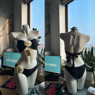 Bikini hoa trà cột nơ sau lưng, dây lên cổ