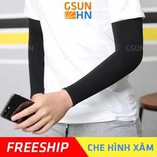 Găng tay che hình xăm chống nắng không xỏ ngón không chữ - Freesize cho nam nữ 45-75kg, vải dày dặn, co giãn, thun mát