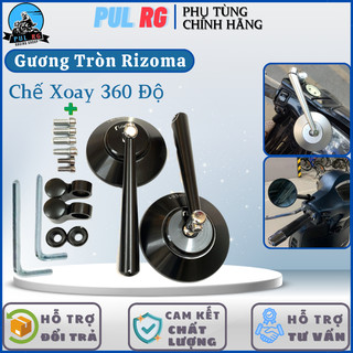 Gương chiếu hậu mẫu tròn Rizoma, full nhôm gương xoay 360 độ cho xe Wave, AB, SH, SH Mode, Lead