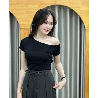Áo thun trễ vai hàng Qc đẹp l1 màu đỏ mận sang chảnh