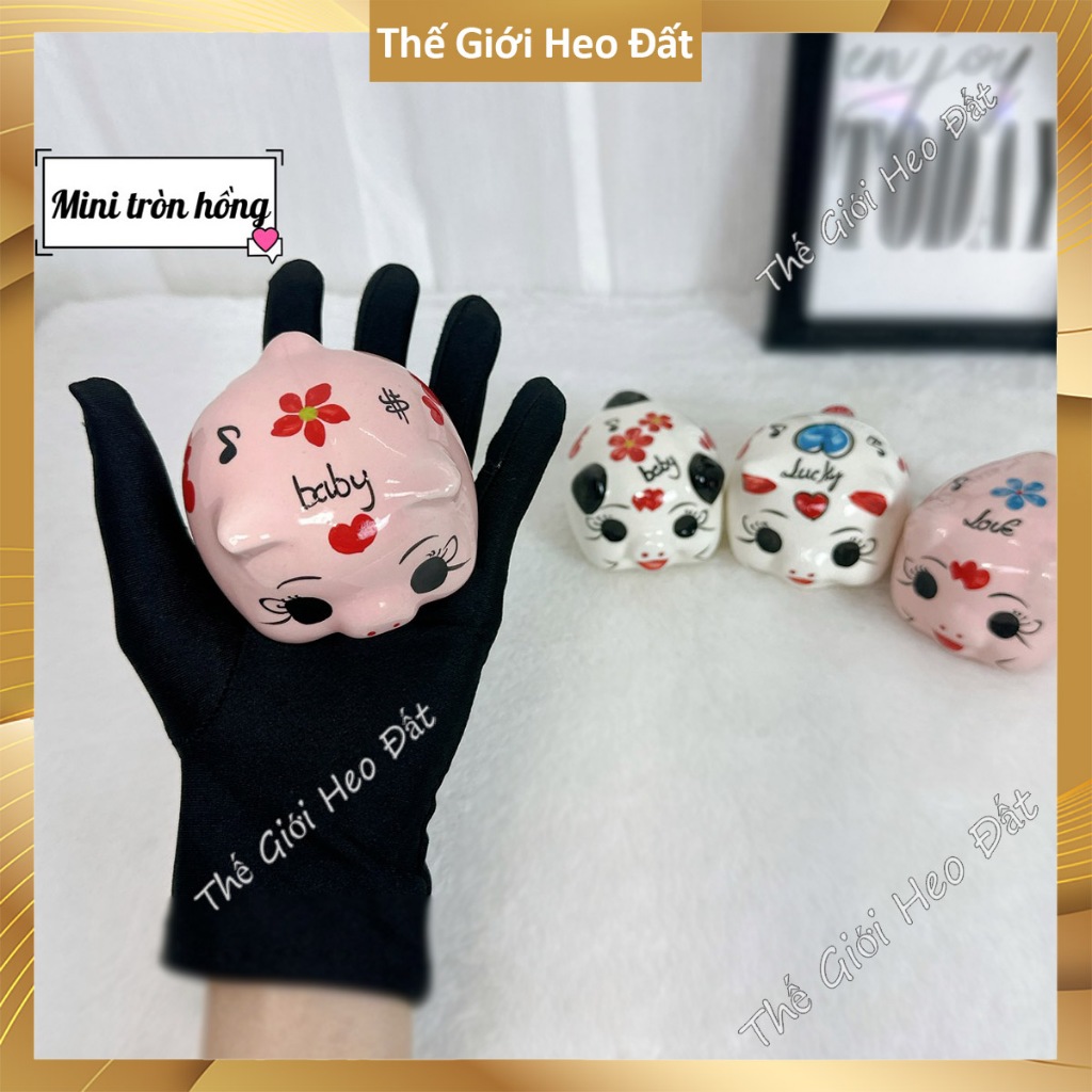 KHE DÀI Heo đất mini men sứ đựng nhẫn vàng, lợn đất tiết kiệm đẹp size nhỏ cute để bàn trang trí