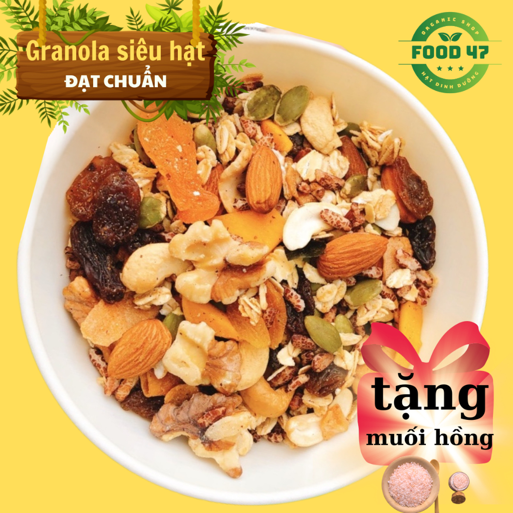 Granola siêu hạt 500gr, hạt ngũ cốc granola ăn kiêng giảm cân không đường tốt cho mẹ bầu