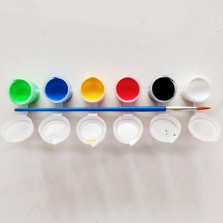 Màu nước - acrylic, 6 MÀU CƠ BẢN Ô KÈM 1 CỌ NHỌN, tô tượng, vẽ tranh