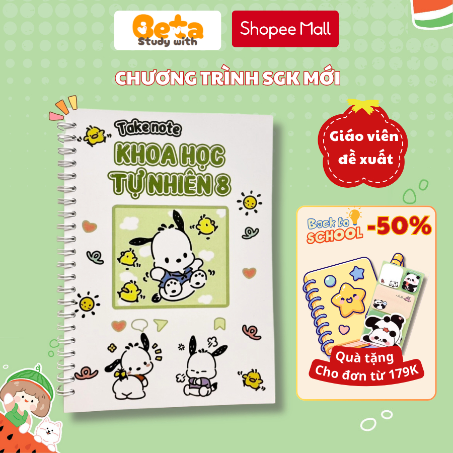 Sổ Tay Takenote Khoa Học Tự Nhiên 8 TAKENOTES BETA Đủ Kiến Thức Lý-Hóa-Sinh Lớp 8 (Chương Trình Mới)