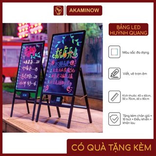 Bảng Led Huỳnh Quang, Bảng Viết Dạ Quang 60x80cm, 50x70cm, 40x60cm ( Tặng kèm chân giá + 10 bút + Điều khiển + khăn lau)