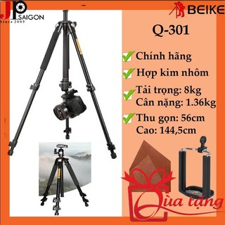 CHÂN MÁY ẢNH TRIPOD BEIKE Q-301 + GÁ KẸP ĐIỆN THOẠI