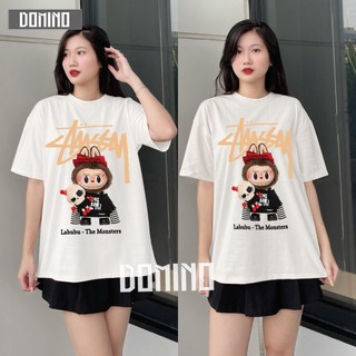 Áo Thun Stussy Labubu Monster Unisex Áo Thun Form Rộng Domino Áo Thun Dày Chất Vải Cotton Định Lượng 250g