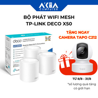 Bộ phát wifi mesh tp-link deco x50 chuẩn wifi 6 ax3000, kết nối nhiều thiết bị, phủ sóng mạnh mẽ