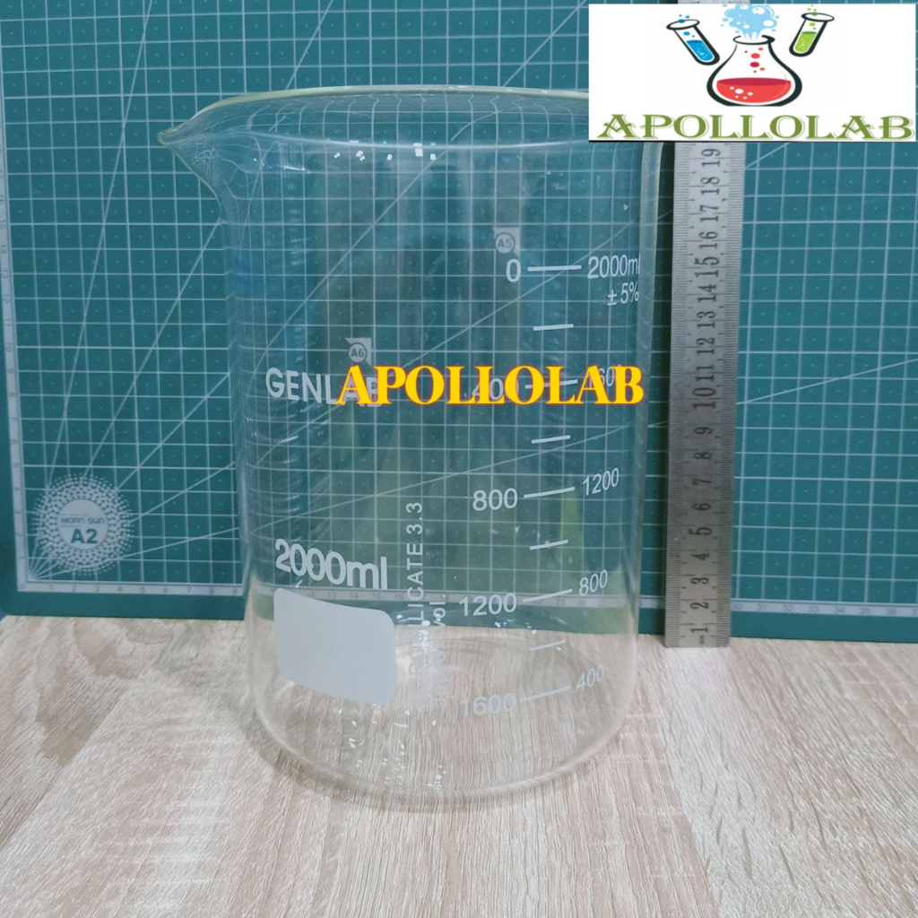 CỐC ĐỐT 2000ml thủy tinh chia vạch chịu nhiệt/Beaker 2000ml