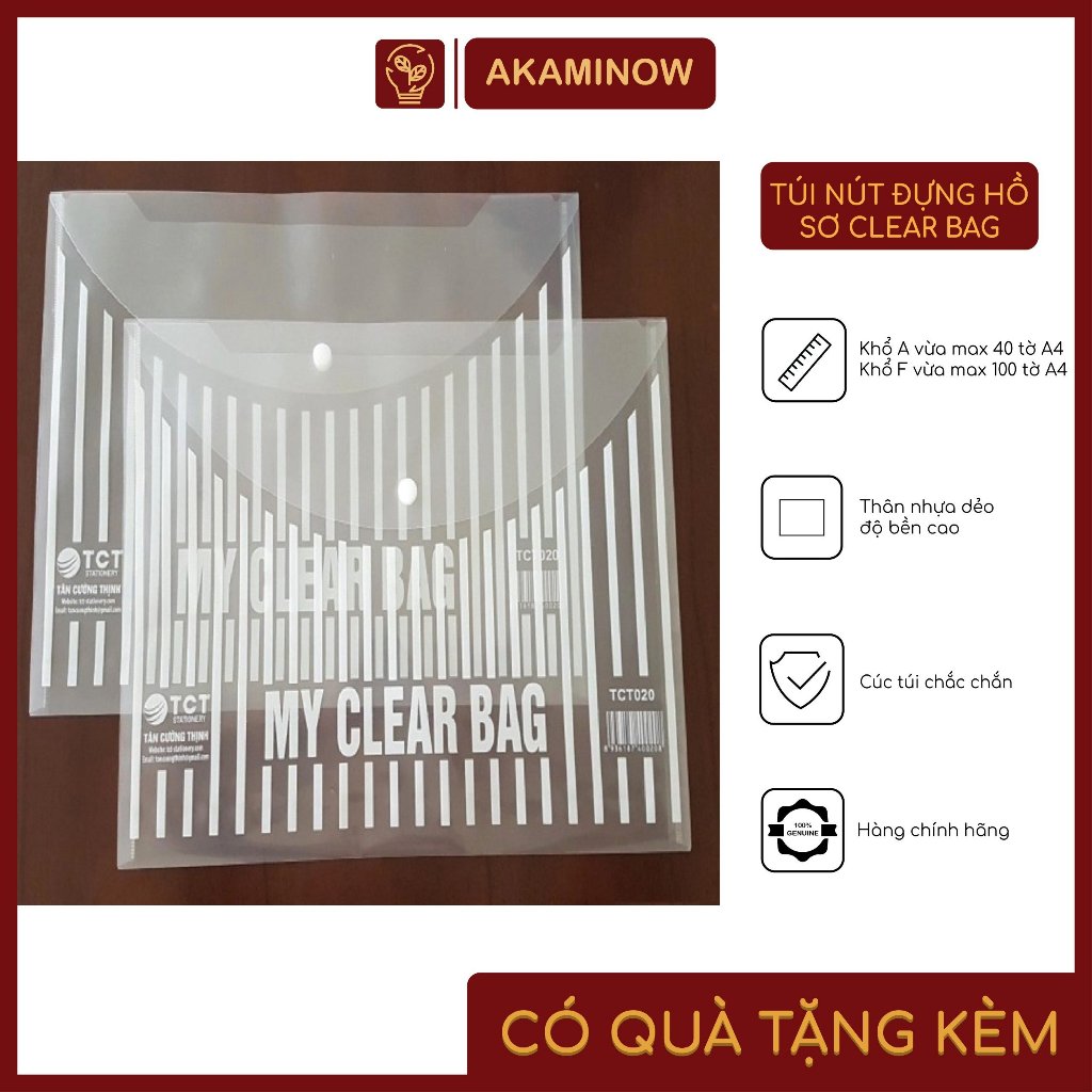 Túi nút clear bag - Túi đựng hồ sơ có cúc, bìa nút đựng hồ sơ