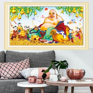 Tranh thêu phật di lạc KT:100x55cm,tranh chưa thêu .Tặng kéo và xỏ chỉ.