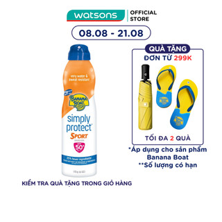 Xịt Chống Nắng Banana Boat Simply Protect Sport SPF50+ PA++++ 170g #Cam