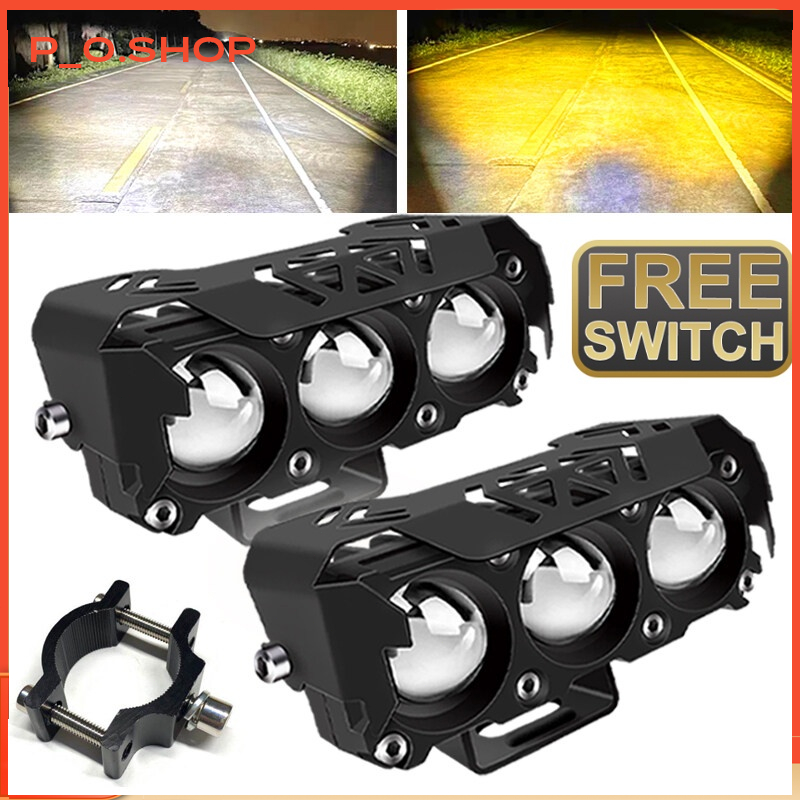 【🔥Rẻ】Đèn LED xe máy Đèn LED hai màu Hi / Chùm thấp Đèn sương mù cho ô tô Xe tải SUV 12V 24VMini Ống 