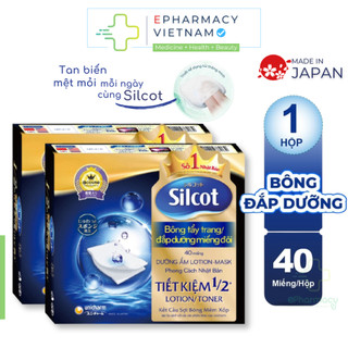 Silcot miếng đôi 40 miếng - Bông đắp lotion dưỡng, tẩy trang Silcot 40 miếng (đôi)/hộp