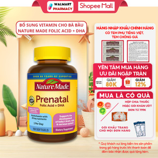 Vitamin tổng hợp Kirkland Signature Nature Made Prenatal Multi + DHA cho bà bầu của Mỹ 150 viên