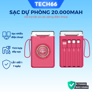 Pin Sạc dự phòng 20000mah 10000mah có dây sạc cho điện thoại - Gutek YM833