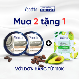 [MUA 2 TẶNG 1 MẶT NẠ 22ML] Mặt nạ đất sét Vedette Bùn Non (Cocoa) 145g (TPM159)