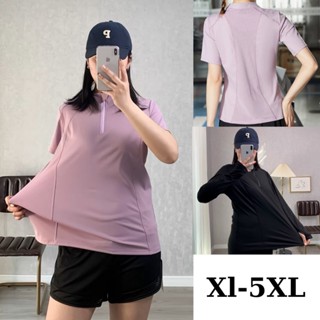 Áo tập gym, thể thao cộc/dài tay nữ bigsize chất thun nylon cao cấp MS1234 (Đen - Hồng tím)