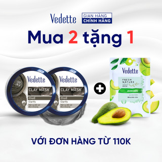[MUA 2 TẶNG 1 MẶT NẠ 22ML] Mặt nạ đất sét Vedette Bùn Khoáng (Mud) 145g (TPM270)
