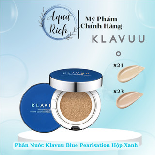 Phấn nước Klavuu blue pearlsation high coverage marine collagen aqua cushion (Xanh)
