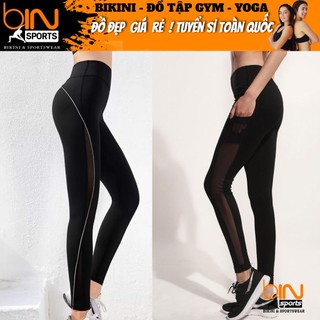 Quần tập gym nữ, quần dài phối lưới viền Bin Sports Q027-M7