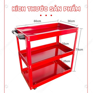 Xe đẩy đồ nghề sữa chữa, dụng cụ cơ khí 3 tầng HTD-08