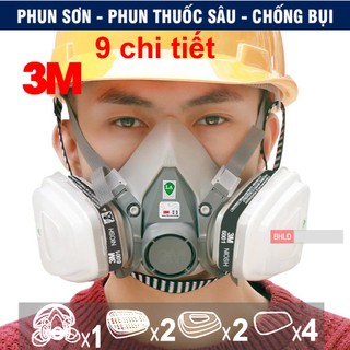 Bộ Mặt nạ phòng độc 3M 6200 / 6100 kèm theo Phin lọc tự chọn + đầy dủ phụ kiện - Phun thuốc sâu, Chống các chất khí độc