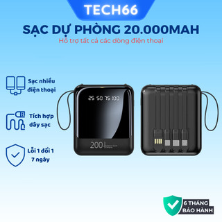  Pin Sạc dung lượng 10000mAh Gutek P301 tích hợp dây sạc cho nhiều thiết bị điện thoại 