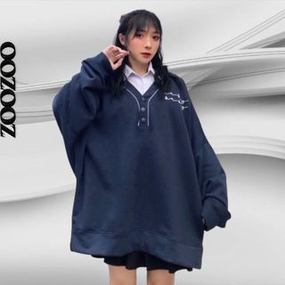 Áo Sweater Nỉ BABY Viền Cổ Phối Nút Form Rộng Ulzzang (Ảnh Thật)