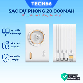  Sạc dự phòng dung lượng pin 20000mAh Gutek YM741 tích hợp dây sạc nhiều thiết bị điện thoại 