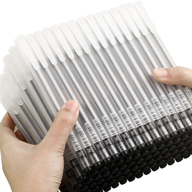 Combo 50-100 bút gel nắp cài, bút gel văn phòng ngòi 0.5mm mực đều nét chữ đẹp