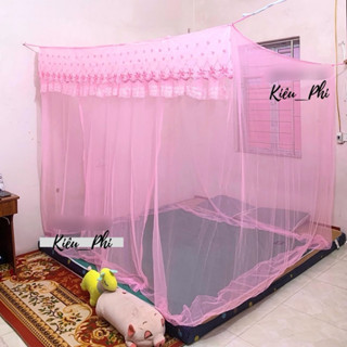 Màn tuyn ngủ mắc dây 4 góc chống muỗi cho người lớn - mùng tuyn thái lạnh ren hoa giá tận xưởng