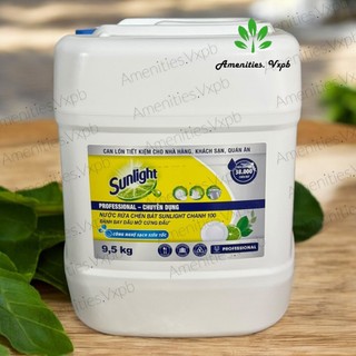 Nước rửa chén Sunlight can lớn 9.5kg siêu tiết kiệm cho nhà hàng, khách sạn, nhà nghỉ, quán ăn, trường học