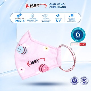 Khẩu trang vải kissy trẻ em 6 tháng - 3tuổi ong hồng vải cotton kháng khuẩn ngăn uv chống bụi mịn- s1