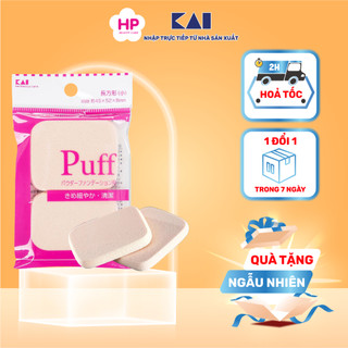 Bông phấntrang điểm kai 7386-kx0212 màu hồng set 2 mút