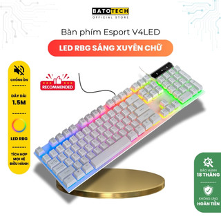 Phím Giả Cơ Esport Trắng BATOTECH - Cảm Giác Gõ Tuyệt Vời, Led Sáng Chữ, Chống Nước Hiệu Quả