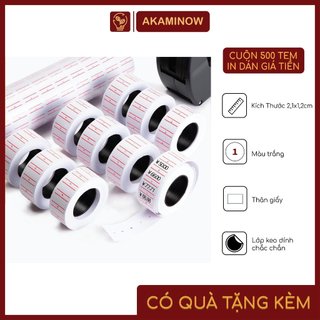 1 cuộn lẻ giấy in dán giá tiền - cuộn dày 500 tem dính/cuộn - cho máy bấm ghi giá tiền