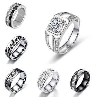  Nhẫn Nam Kim Cương Titan TAVI STUDIO – Nhẫn Thép Không Gỉ Đính Đá Sang Trọng Dự Tiệc Phong Cách Unisex Màu Bạc 