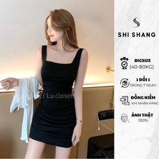 Váy 2 dây bản to Quảng Châu ÔM DÁNG, váy đầm body cổ vuông SIÊU ĐẸP Shi Shang