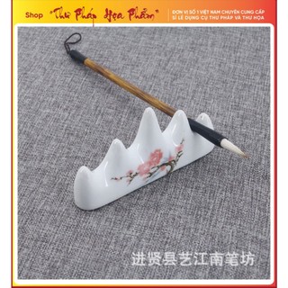 Gác bút lông sứ hoa đào gác đươc 4 bút