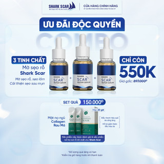 Combo X3 Deal siêu hời SHARK SCAR tặng mặt na Collagen - giúp giảm sẹo rỗ, sẹo do mụn