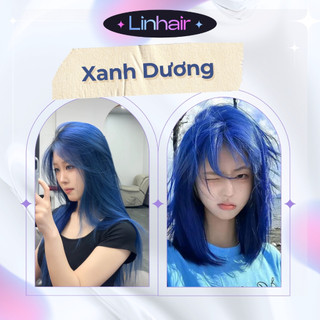 Màu nhuộm tóc XANH DƯƠNG tặng kèm oxy, dụng cụ nhuộm tóc và hấp collagen phục hồi Linhair
