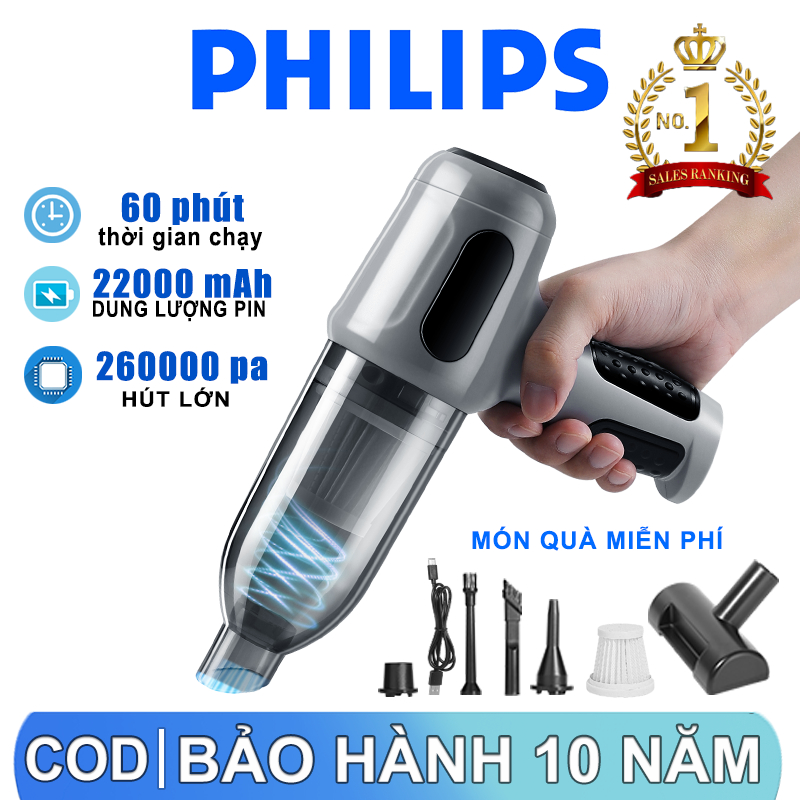 Máy Hút BỤi Ô Tô Mini CẦm Tay Philips 260000Pa Công SuẤt Hút MẠnh 240W HỖ TrỢ  COD