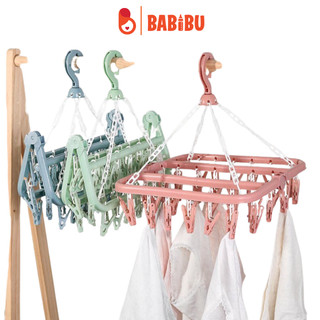 Móc treo quần áo 32 kẹp, móc chùm phơi đồ trẻ em đa năng,gấp gọn,tiện dụng babibu - mt32k